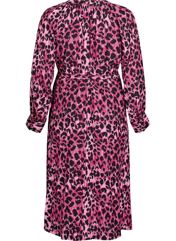 Midiklänning med knappar och knytskärp, Rosa, Packshot image number 1