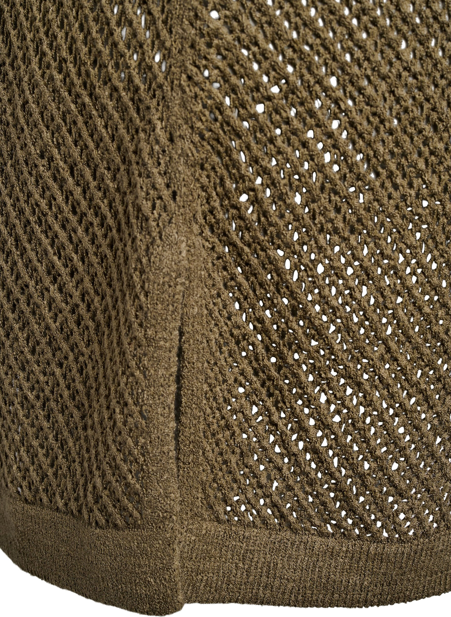 Zizzi FLASH - Kort&auml;rmad stickad blus med v-ringning, Gr&ouml;n, Packshot image number 3