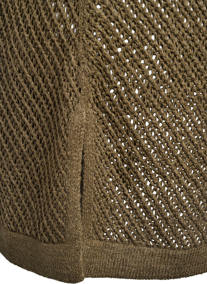 FLASH - Kortärmad stickad blus med v-ringning, Grön, Packshot image number 3