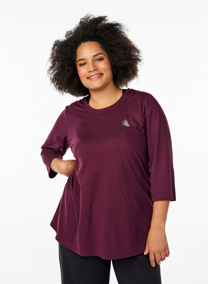 Tr&auml;ningsblus med trekvarts&auml;rm, R&ouml;d, Model image number 0