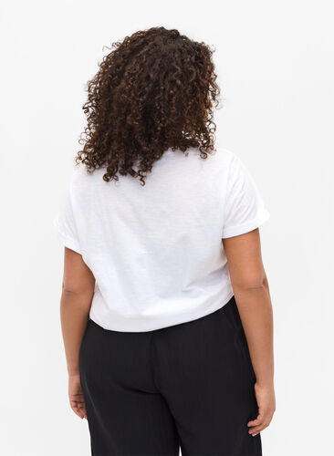 T-shirt i ekologisk bomull med tryck, Bright White TEXT, Model image number 1