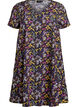 Kort a-linjeformad kl&auml;nning med blomm&ouml;nster, Bl&aring;, Packshot image number 0