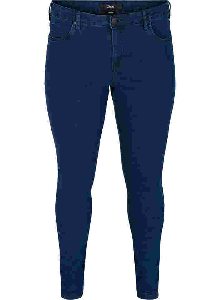 Super slim Amy jeans med hög midja, Dark blue, Packshot image number 0