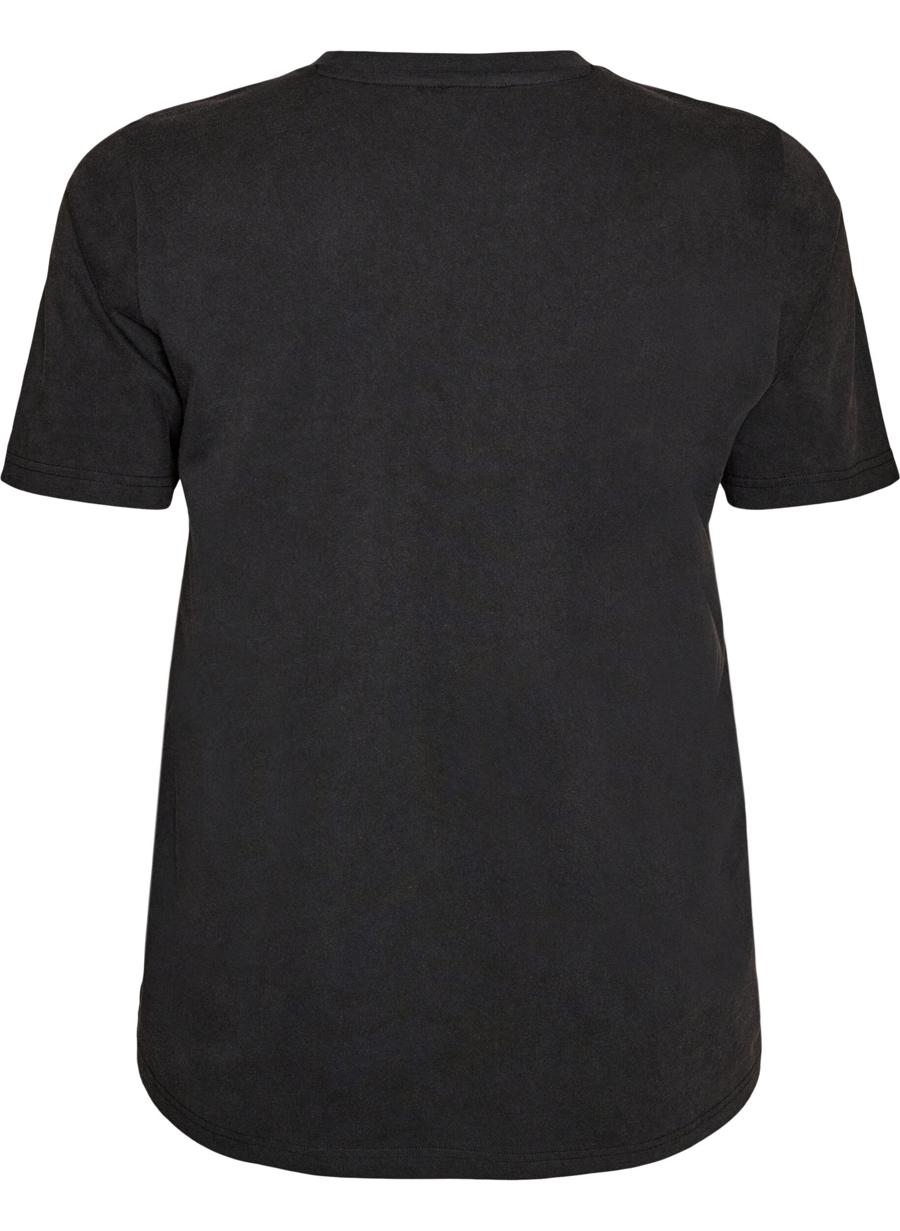 ZizziT-shirt i ekologisk bomull med grafiskt tryck, Svart, Packshot image number 1