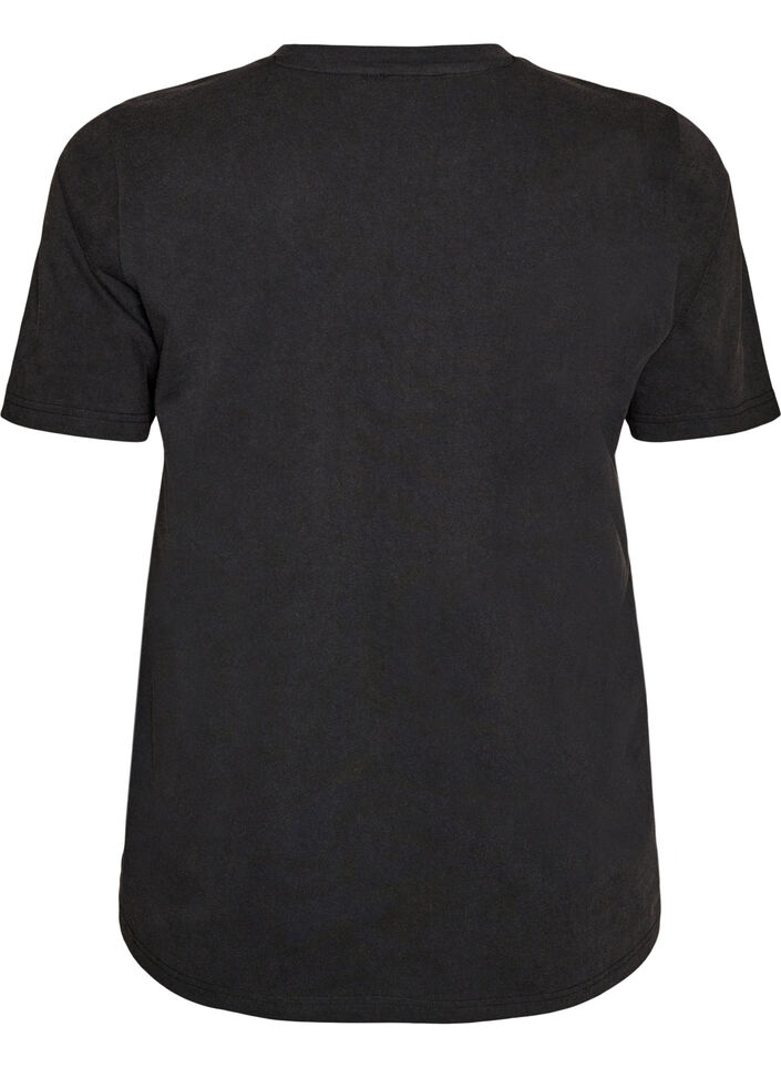 T-shirt i ekologisk bomull med grafiskt tryck, Svart, Packshot image number 1