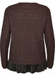 Strukturerad blus med volangkant, Brun, Packshot image number 1