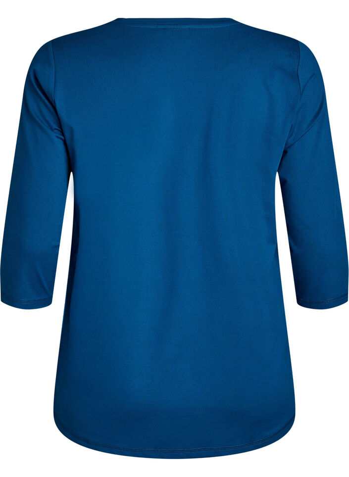 Tr&auml;ningsblus med trekvarts&auml;rm, Bl&aring;, Packshot image number 1
