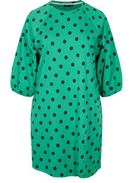 Prickig klänning med 3/4-ärmar, Jolly Green Dot