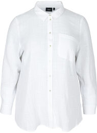 Långärmad skjorta i bomull med struktur, White