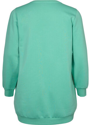 Lång sweatshirt med texttryck, Neptune Green , Packshot image number 1