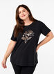FLASH - T-shirt med motiv, Black R. Gold Flower, Model image number 0