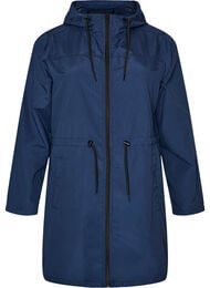 L&auml;ttviktig parkas med huva, Bl&aring;