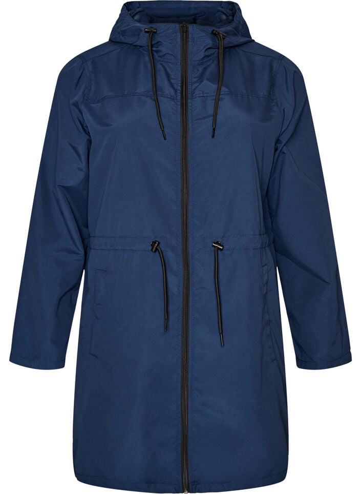 L&auml;ttviktig parkas med huva, Bl&aring;, Packshot image number 0