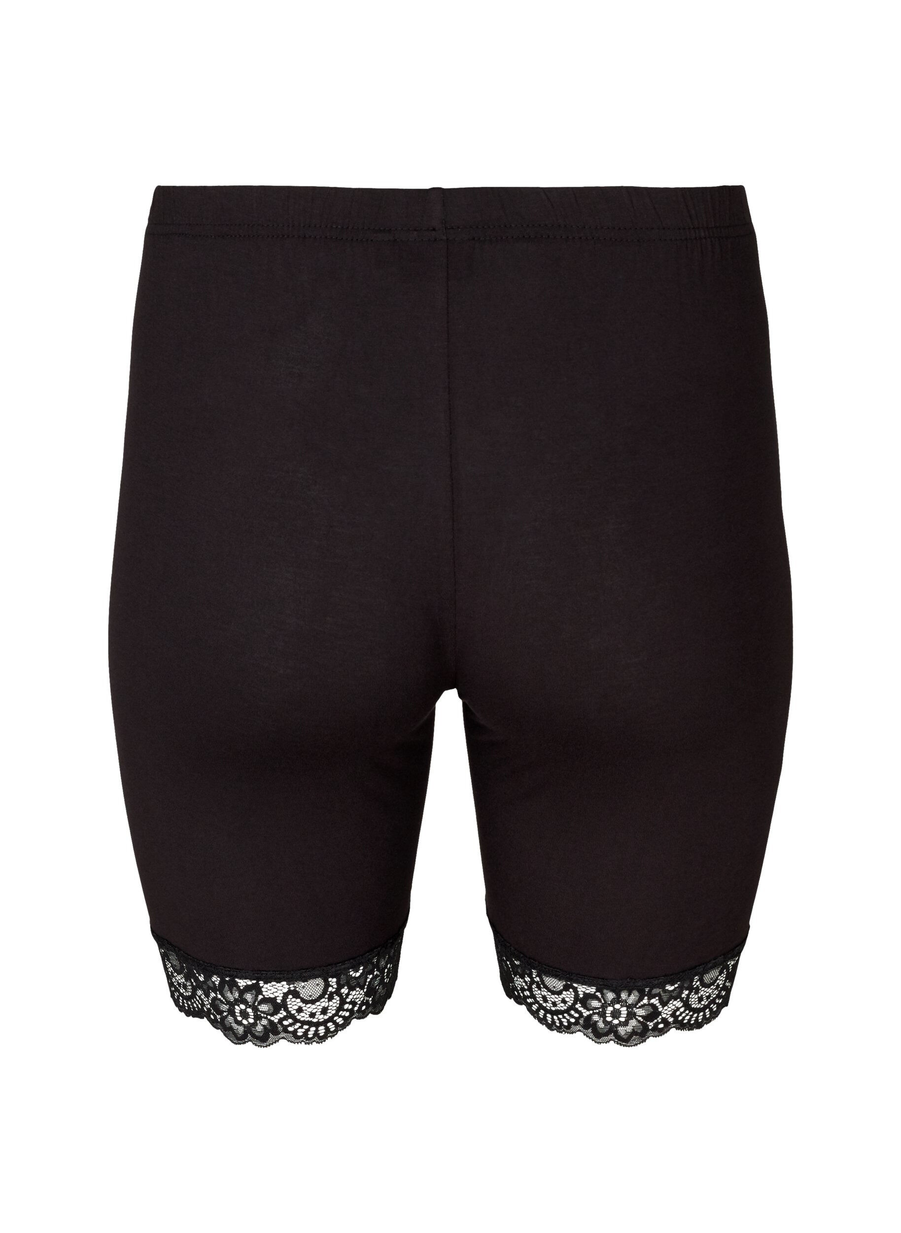 ZizziCykelbyxor med spetskant, Svart, Packshot image number 1