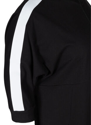 Sweatshirtklänning i bomull med dragkedja och 3/4 ärmar, Black, Packshot image number 3