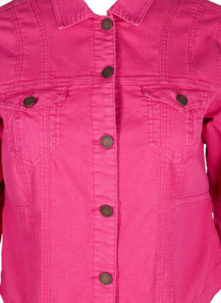Kort färgad jeansjacka, Fuchsia Purple, Packshot image number 2
