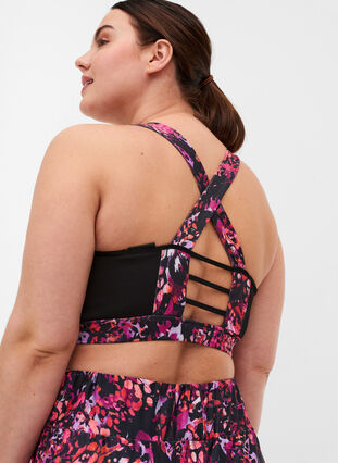 Printad sporttopp med kryss på ryggen, Multi Pink, Model image number 1