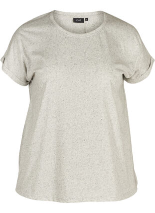 Melerad t-shirt i bomull, Light Grey Melange, Packshot image number 0