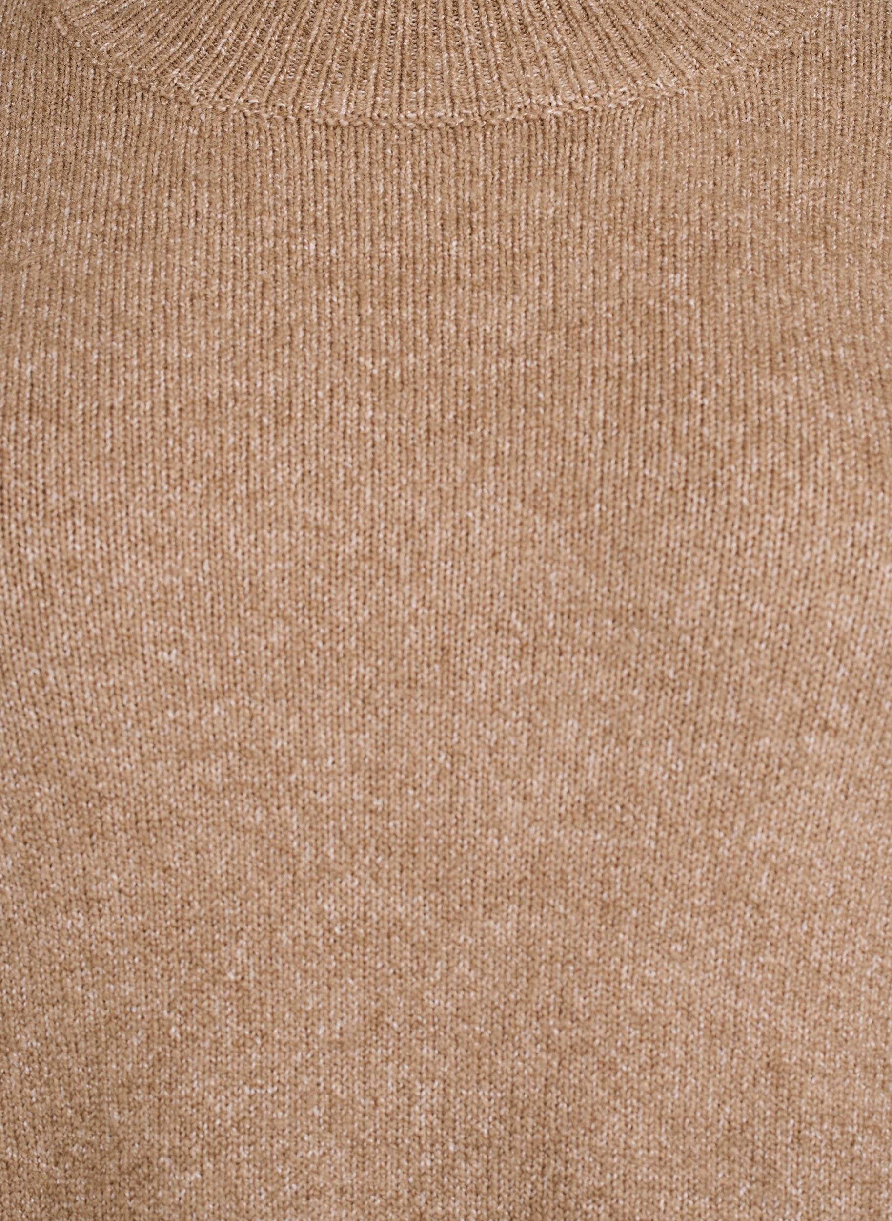 Zizzi Stickad kl&auml;nning med kontrasts&ouml;mmar, Brun, Packshot image number 2