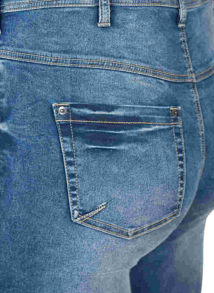 Croppade Amy jeans med blixtlås, Blue denim, Packshot image number 3
