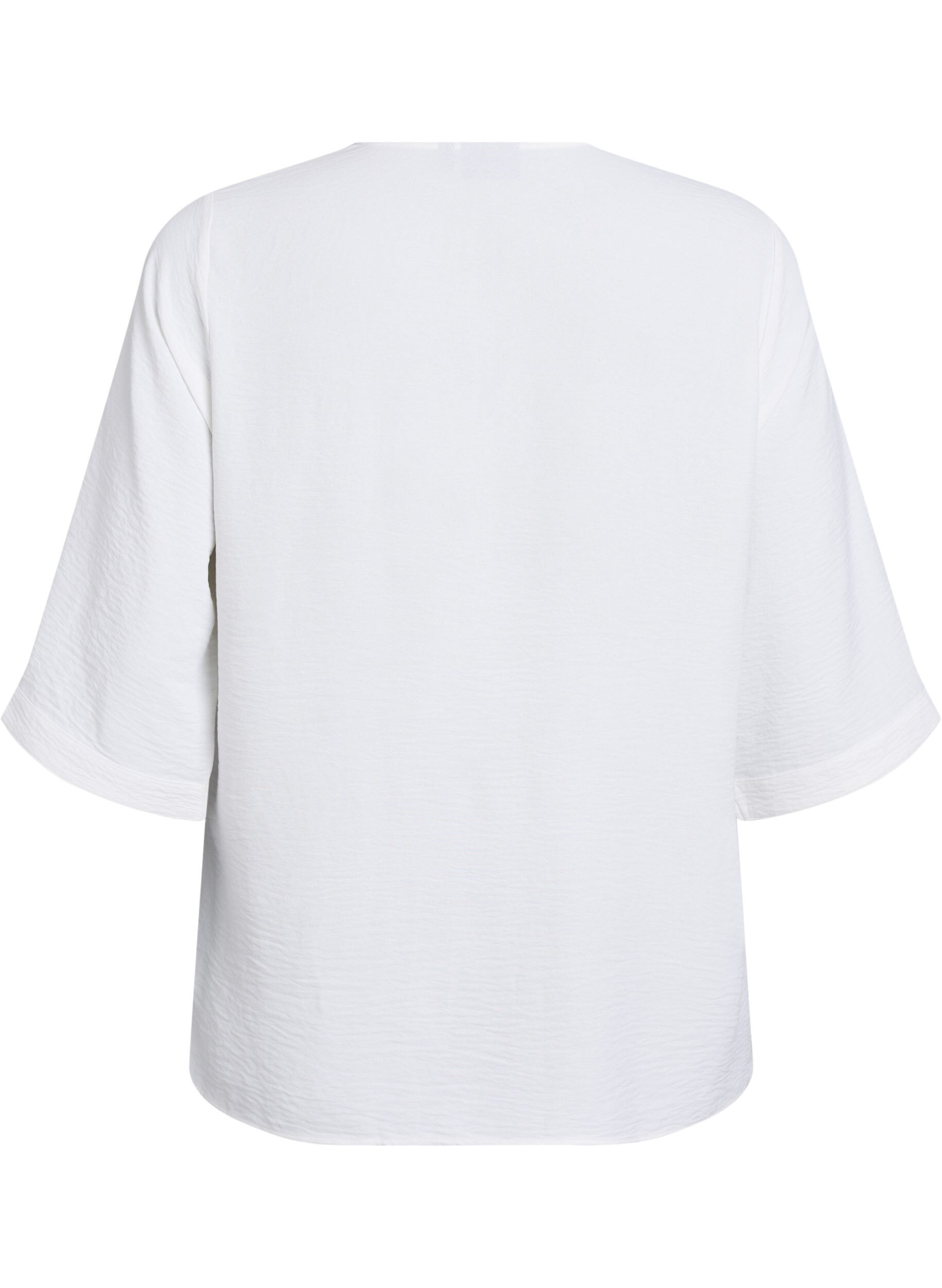 ZizziSkjortblus med v-ringning och 3/4-&auml;rm, Vanilla, Packshot image number 1