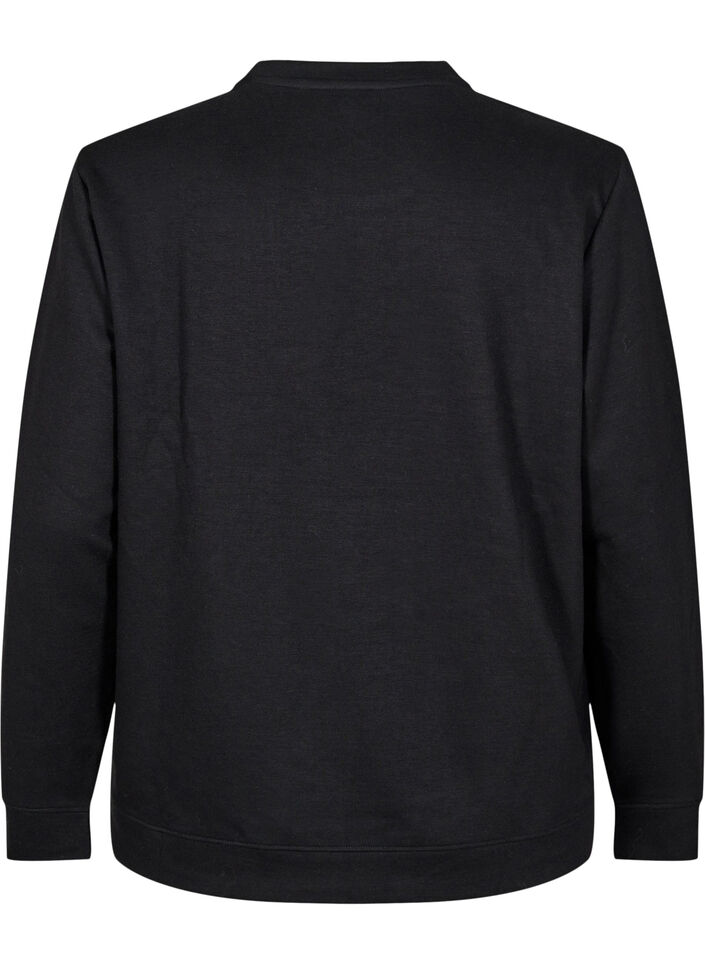 Sweatshirt med rund halsringning, Svart, Packshot image number 1