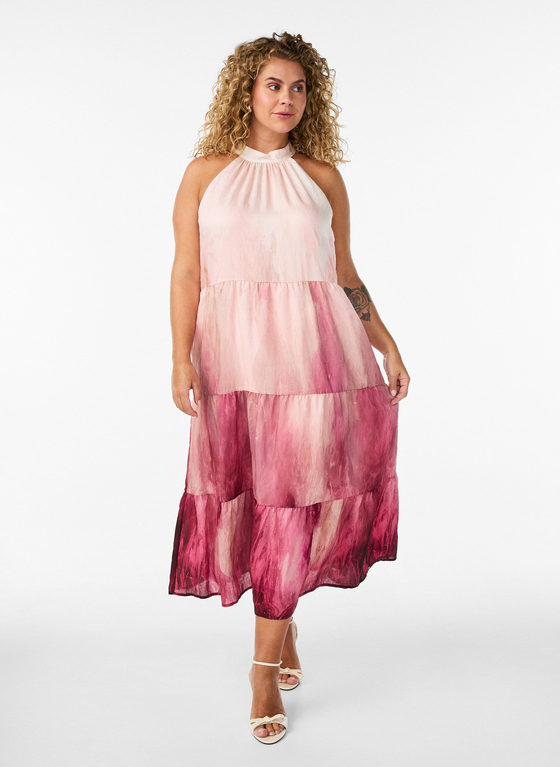 Midi halterneckkl&auml;nning, Rosa, Model