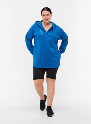 Sweatshirt med huva och slits, Daphne Blue, Model image number 3