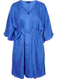 Klänning med 3/4-ärmar och knytband, Dazzling Blue