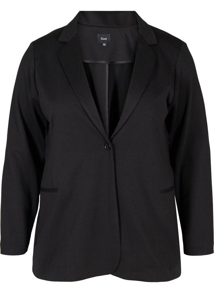 Enkel blazer med knapp, Black, Packshot image number 0