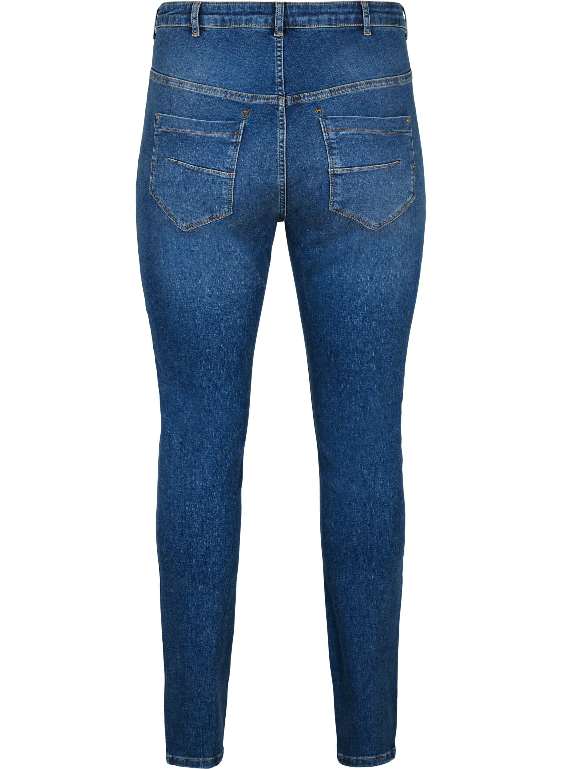 Zizzi Amy-jeans med superslimmad passform och h&ouml;g midja, Blue denim, Packshot image number 1