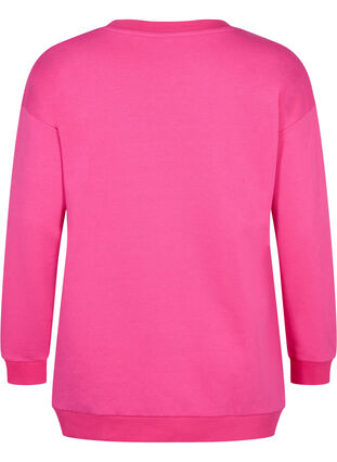 Sweatshirt i bomull med tryck, Fuchsia Purple, Packshot image number 1