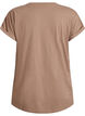 Kort&auml;rmad t-shirt i bomullsmix, Brun, Packshot image number 1
