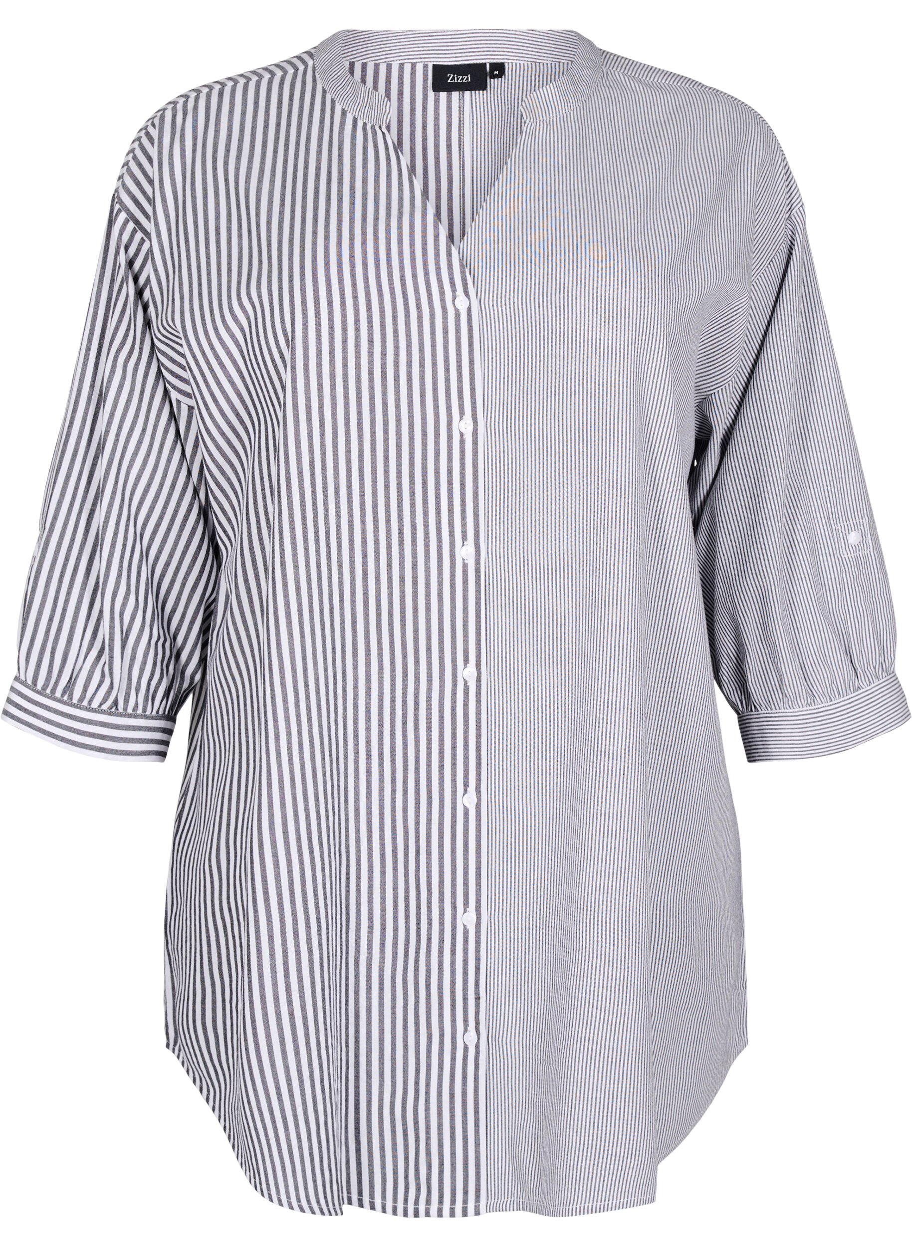 Randig tunika med trekvarts&auml;rmar