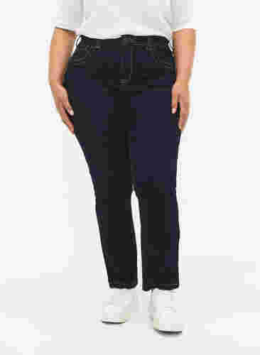 Slim fit Vilma jeans med hög midja, Dk blue rinse, Model image number 3