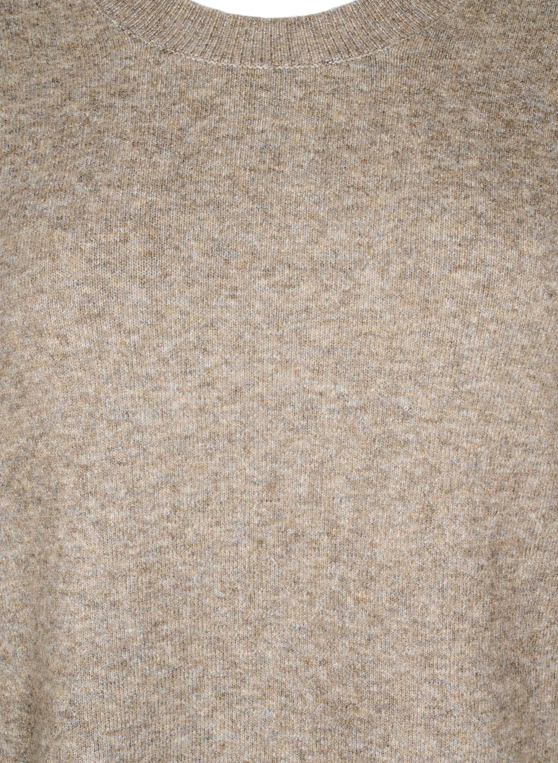 Zizzi Stickad kl&auml;nning med slitsar, Walnut Mel., Packshot image number 2