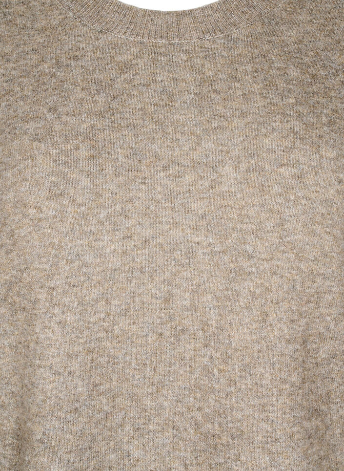 Stickad klänning med slitsar, Walnut Mel., Packshot image number 2