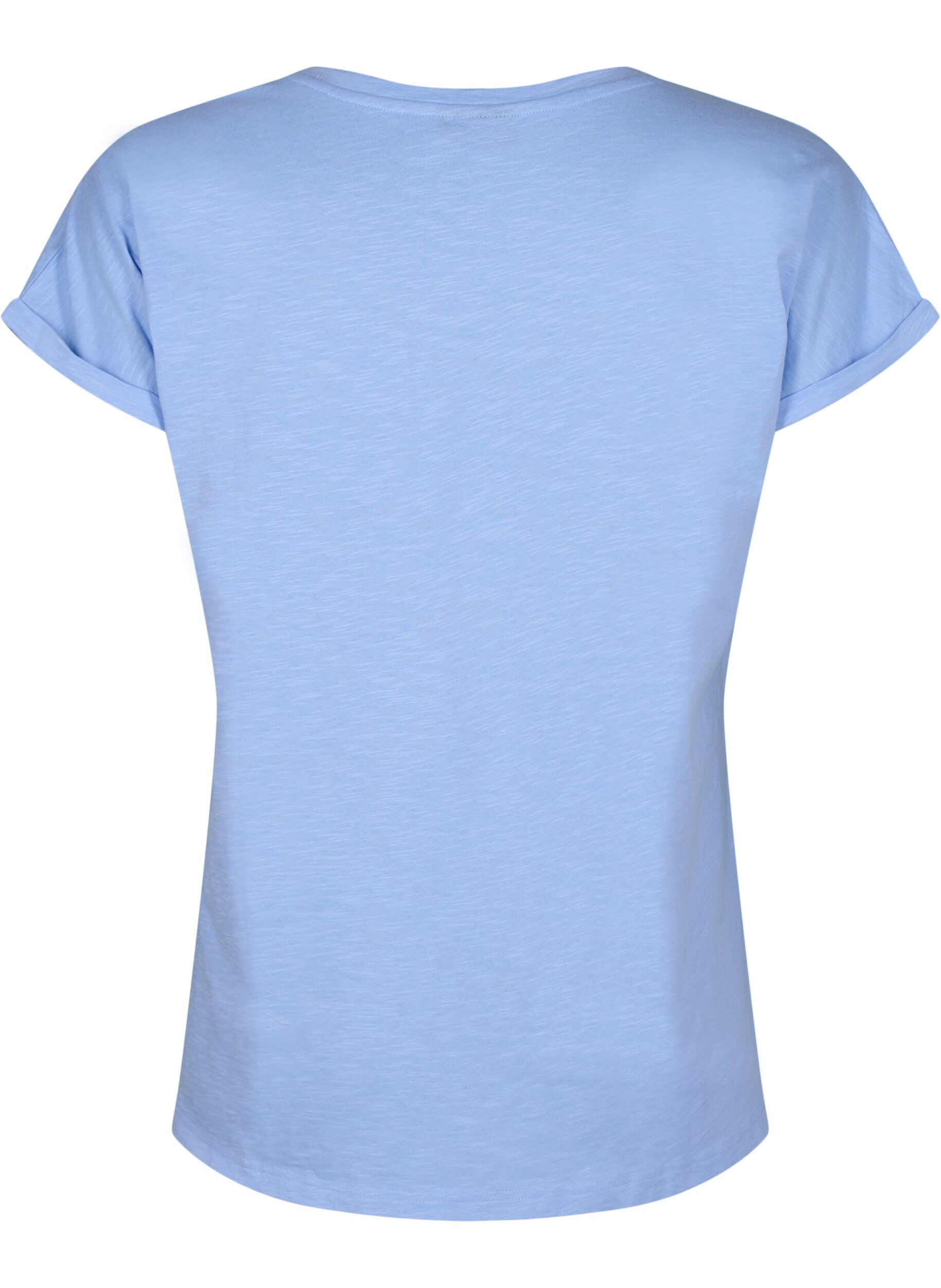 Zizzi T-shirt med tryck i ekologisk bomull, Serenityw.Navy Print, Packshot image number 1