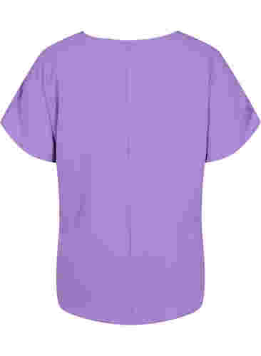 Topp med korta ärmar och rund halsringning, Deep Lavender, Packshot image number 1