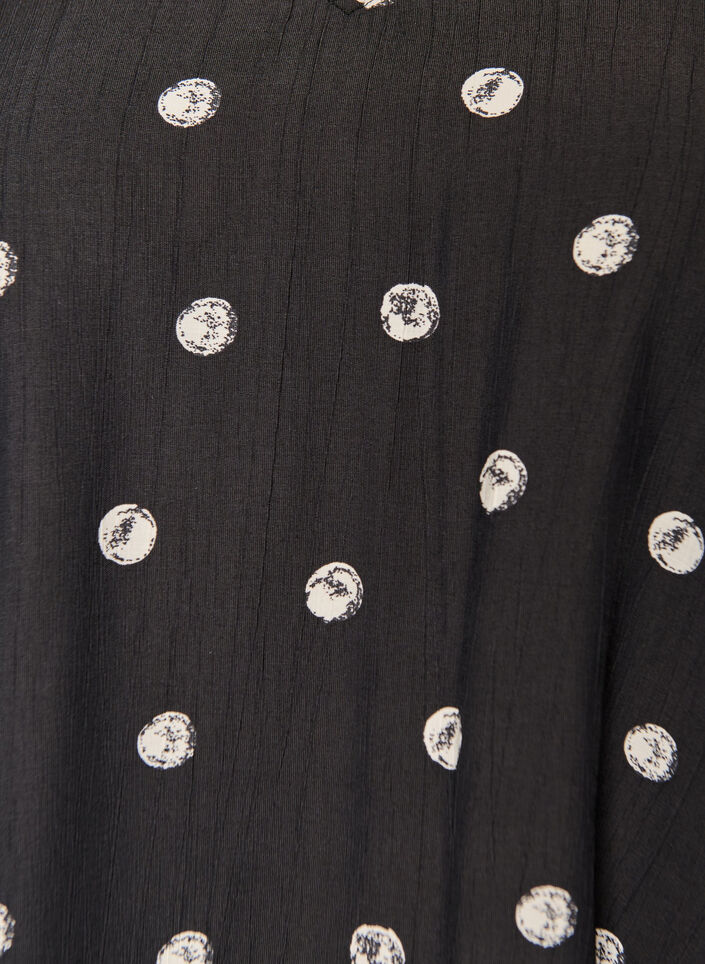 Blus i viskos med rynkade &auml;rmar, Svart, Packshot image number 2