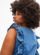 Byxdress i denim med volanger, Light Blue Denim, Model image number 3