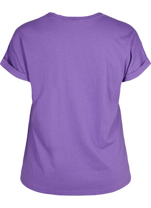 Kortärmad t-shirt i bomullsmix, Deep Lavender, Packshot image number 1
