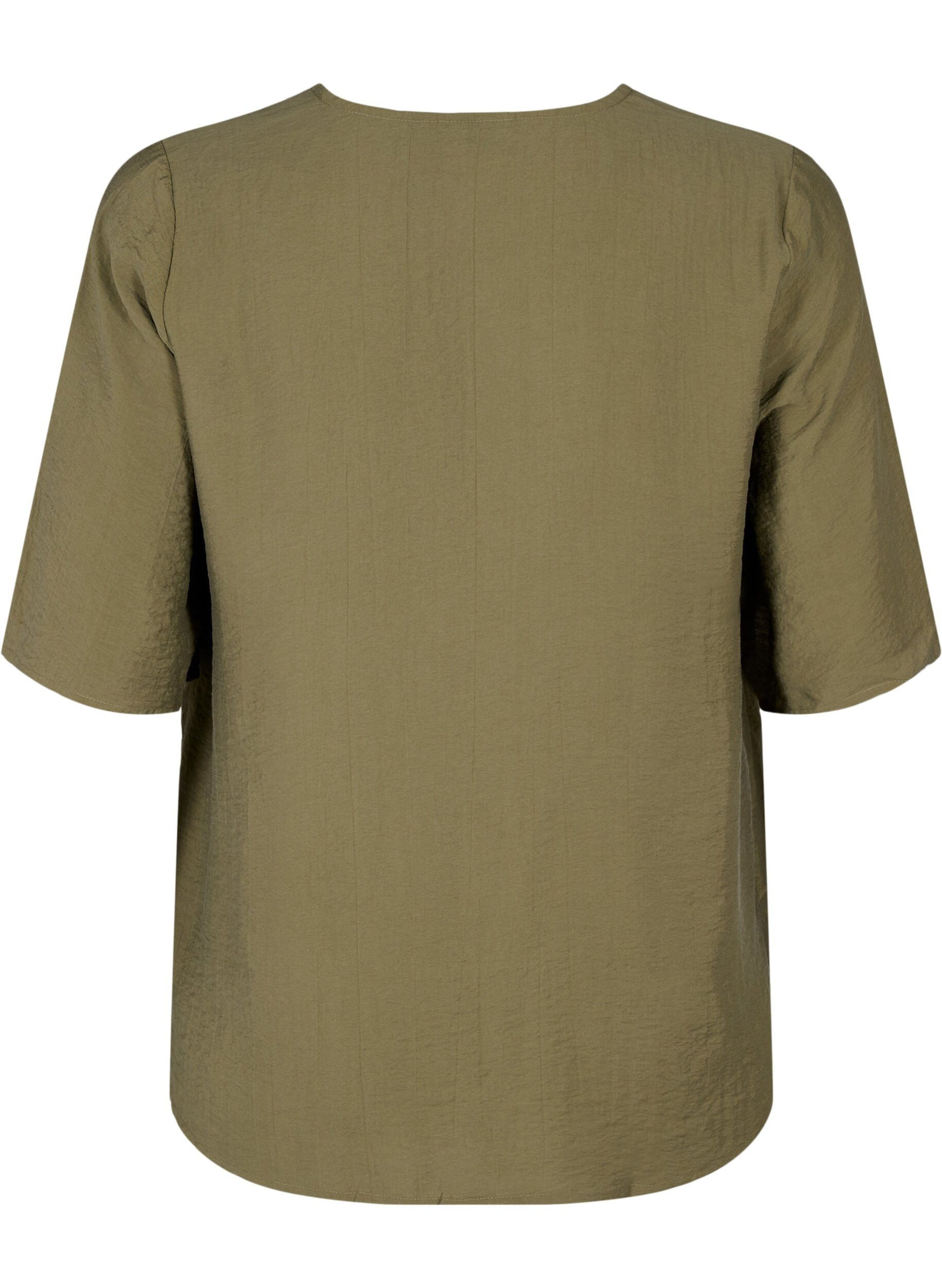 Zizzi Viskosblus med v-ringning och broderidetalj, Gr&ouml;n, Packshot image number 1