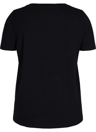 Kortärmad bomulls t-shirt med tryck, Black w. star copper, Packshot image number 1