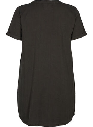 Kortärmad klänning i lyocell, Black, Packshot image number 1