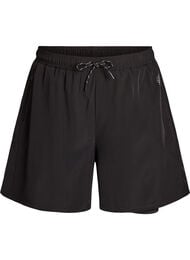 Tr&auml;ningsshorts med innershorts och en mobilficka, Svart