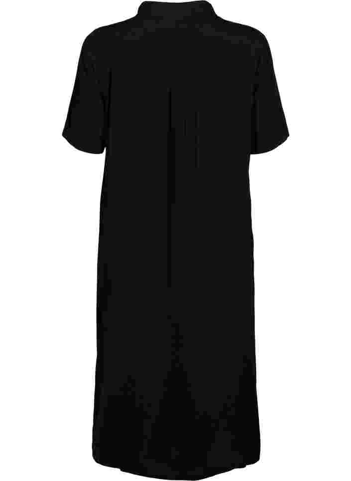 Kortärmad skjortklänning i viskos, Black, Packshot image number 1