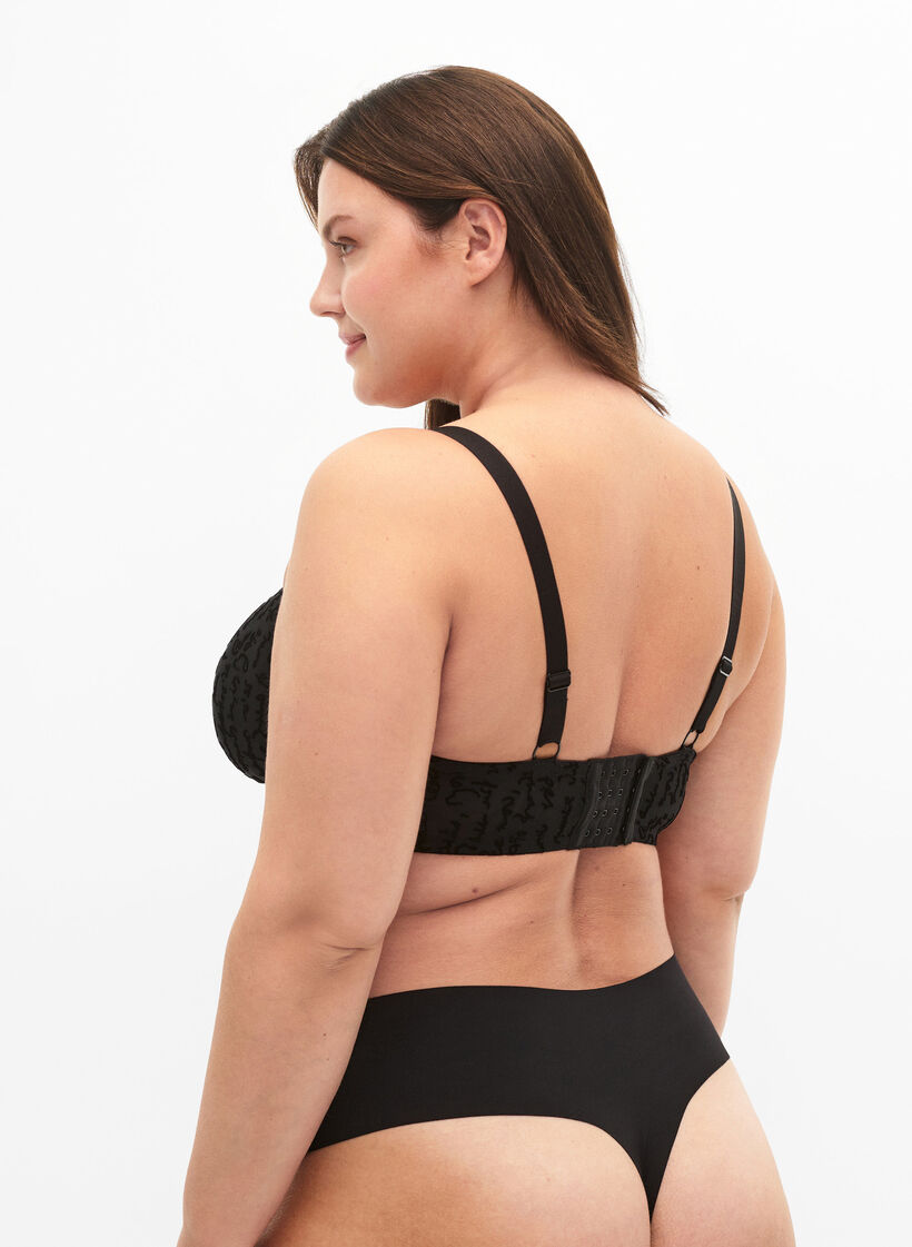 Heltäckande bh med texttryck, Black, Model image number 1