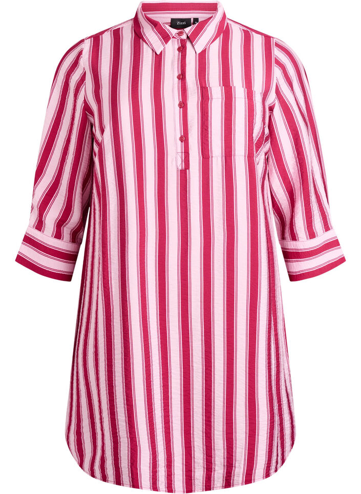 Kort klänning med krage och bröstficka, Rosa, Packshot image number 0