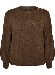 Stickad blus med knappdetalj, Brun
